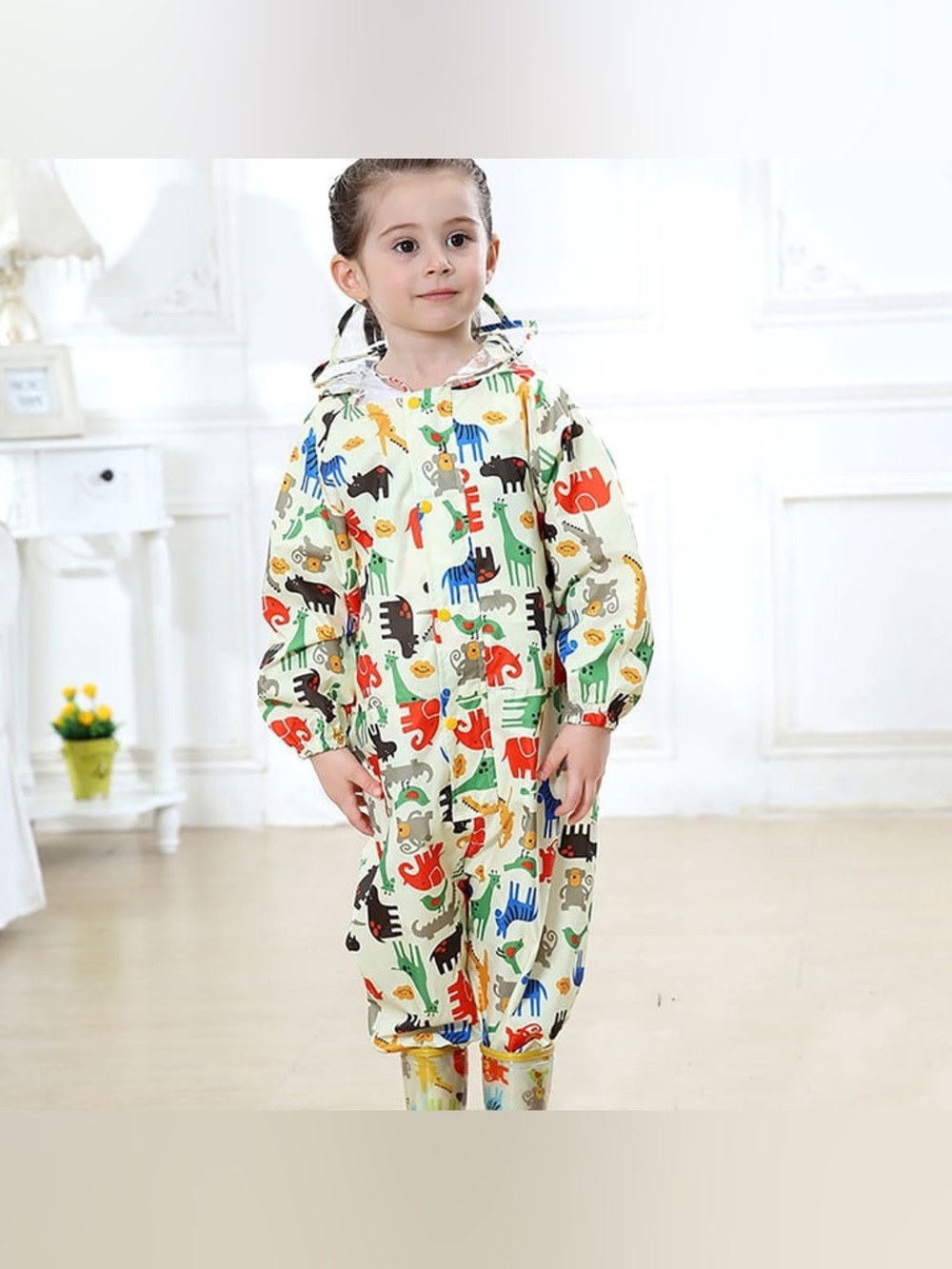 Rain Suit for Boys & Girls One Piece with Hood, Waterproof, Jumpsuit small